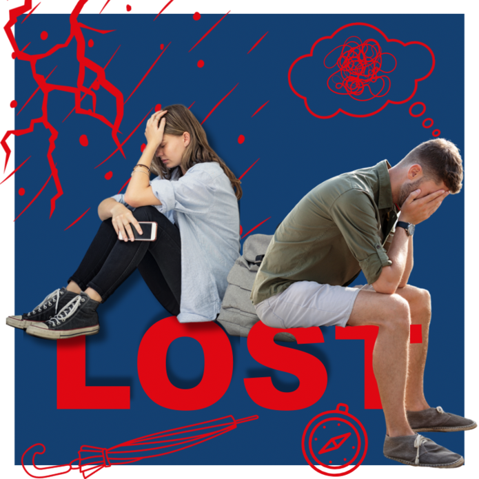 Zwei verzwifelte junge Menschen